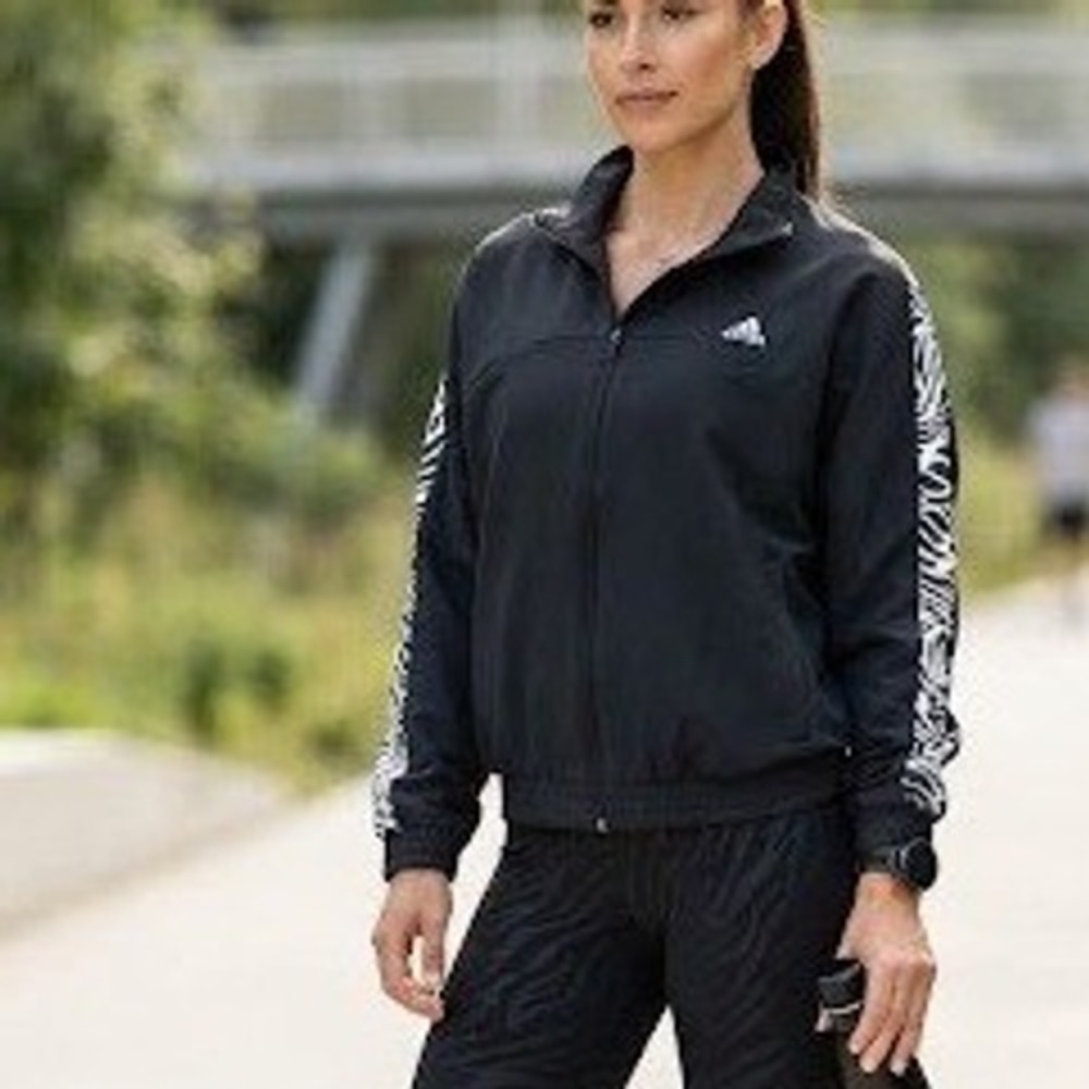Adidas Aeroready Zebra Stripe Track Jacket Black White XL Mock Neck Full Zip U4U